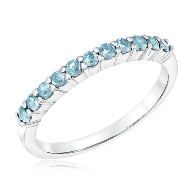 REEDS Women's Swiss Blue Topaz Single Row Sterling Silver Band Ring Size: 6.5