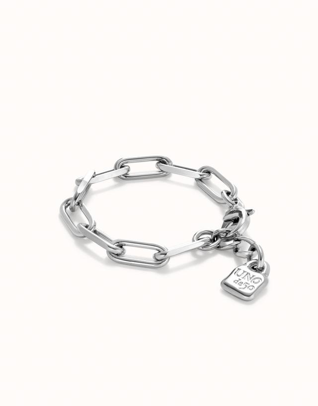 Paper clip link bracelet with padlock