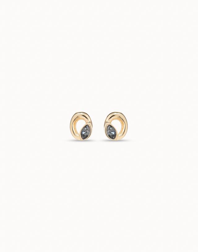 Stud oval earrings with light grey crystal