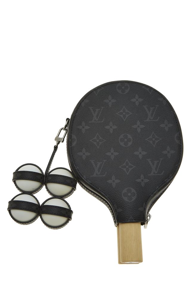 Women's Microfiber Louis Vuitton Monogram Eclipse James Ping Pong Set in Black