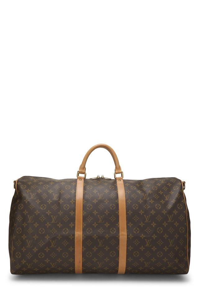Women's Canvas Louis Vuitton Monogram Canvas Keepall Bandouliere 60 in Brown