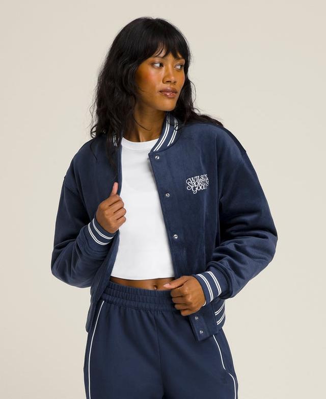 Hudson Cropped Varsity Bomber
