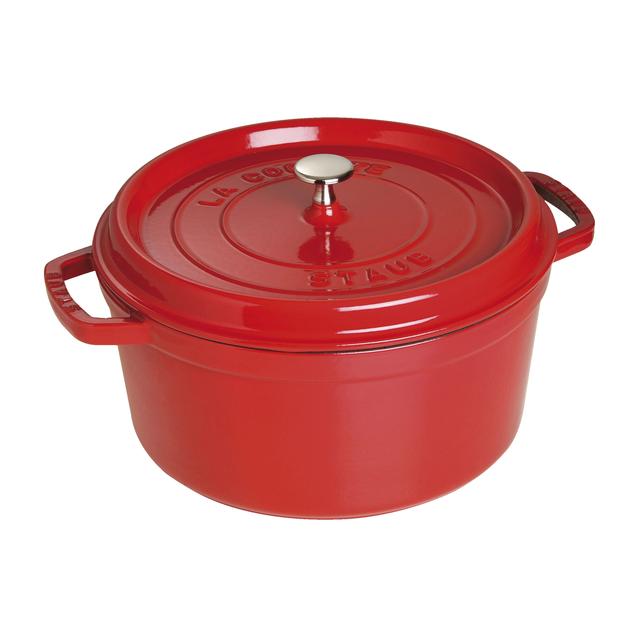Staub Cast Iron 8.75 qt, Round, Dutch Oven, Cherry - Factory Second