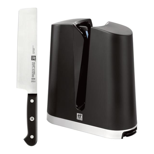 ZWILLING 2 Piece, V-Edge Sharpener and Gourmet Nakiri Set, black