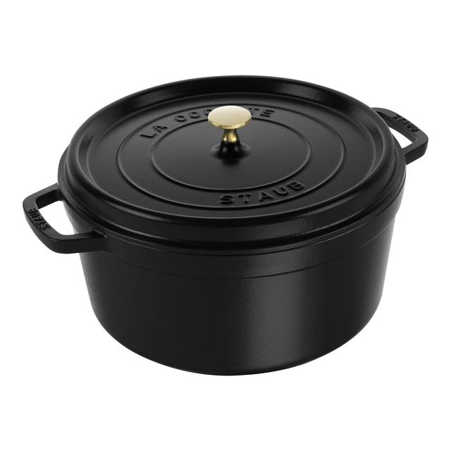 Staub Cast Iron 8.75 qt, Round, Cocotte, Black Matte - Factory Second