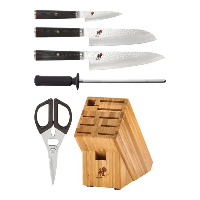 MIYABI MIZU 6 Piece, Knife block set, black