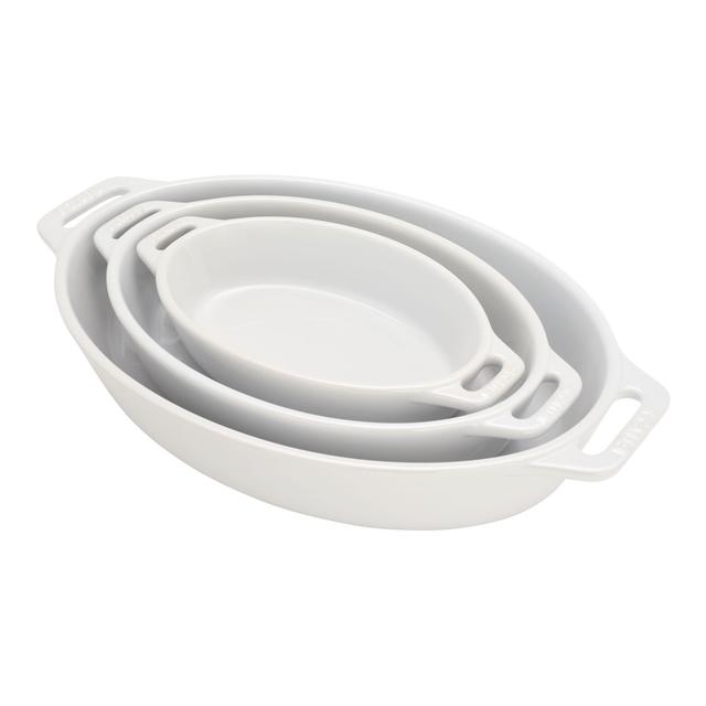 Staub Stoneware 3-pc, Oval, Bakeware Set, White
